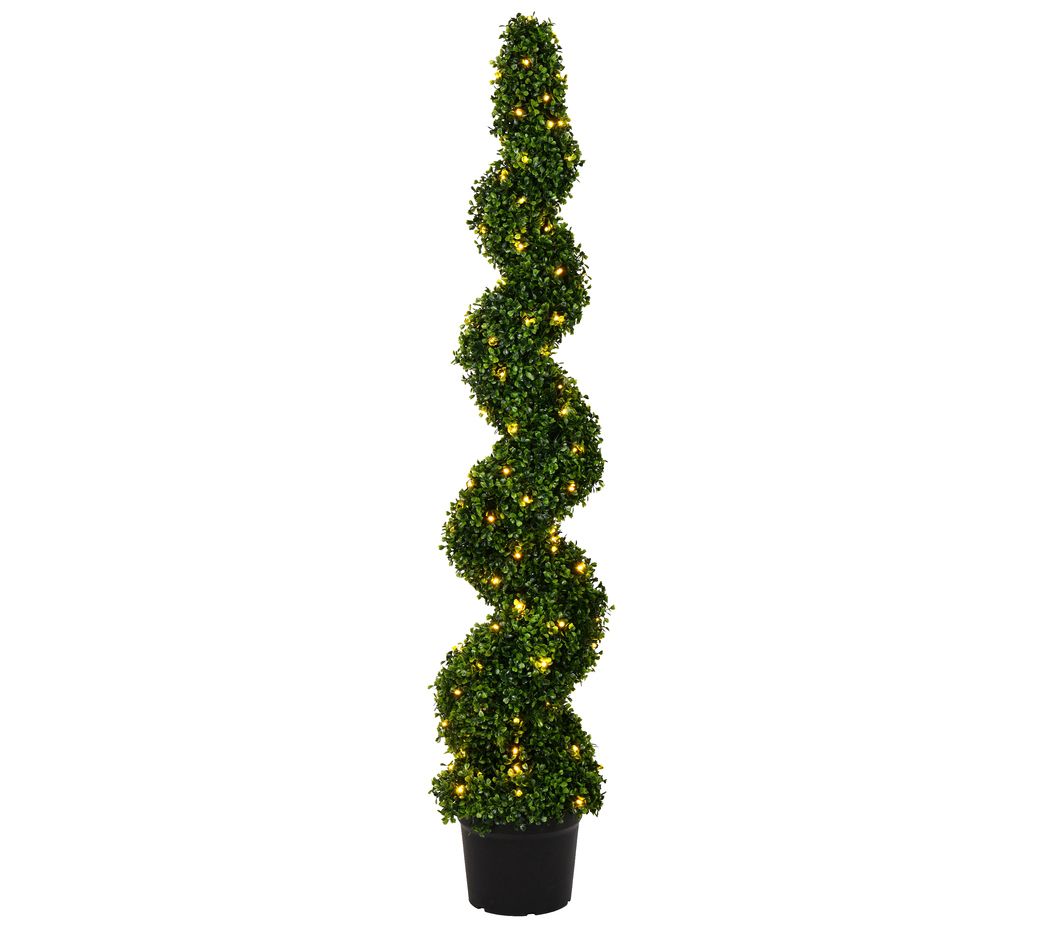 Vickman LED 5' Boxwood Spiral Topiary in Pot 130WW Lights