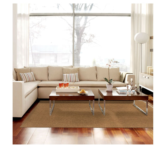 Veranda Living In/Out Tan Solid Faux Seagrass 7'10"x10'10" Rug