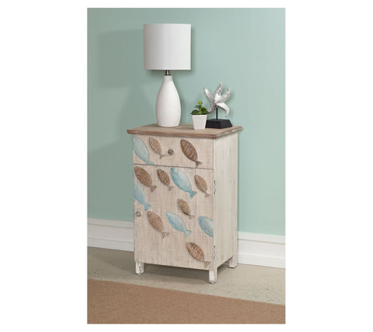 Linon Home Decor Conley Fish Storage Side Tablewith Drawer