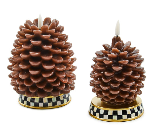 "As Is" MacKenzie- Childs Set of 2 Pinecone Flicker Candles