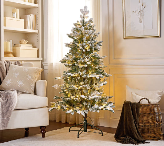 "As Is" 5' Twinkling Snow Kissed Spruce Tree by Valerie