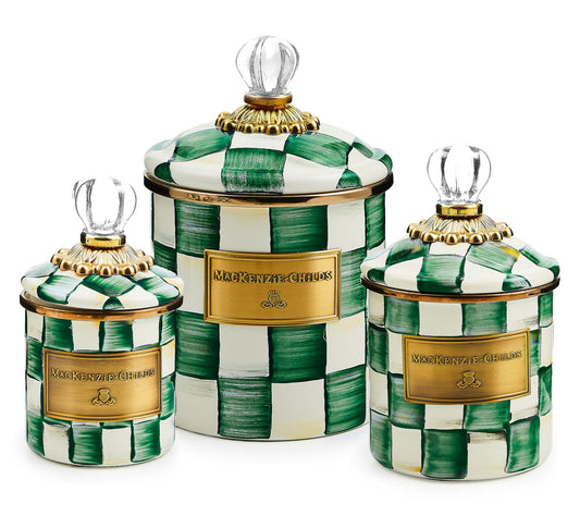 "As Is" MacKenzie- Childs S/3 Enamel Canisters