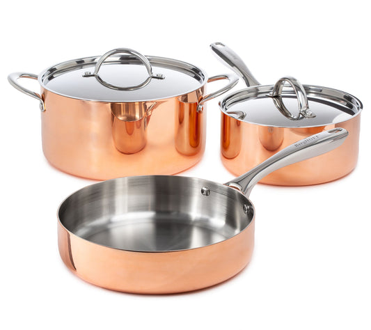 BergHOFF Vintage 5pc Tri-Ply Copper Cookware Set with Lids