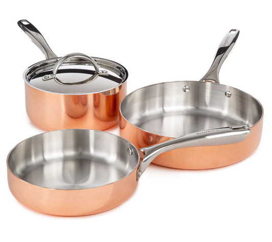 BergHOFF Vintage 4pc Tri-Ply Copper Cookware Set with Lids