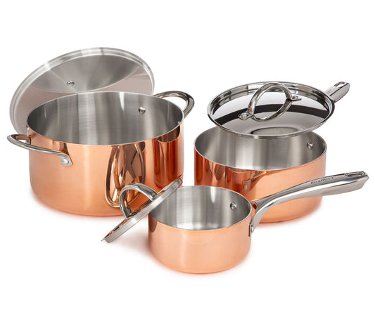 BergHOFF Vintage 6pc Tri-Ply Copper Cookware Set with Lids