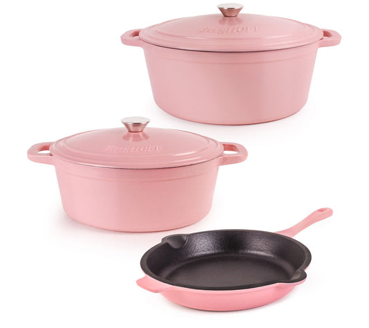 BergHOFF Neo 5P c 5qt. & 8qt. C ast Iron Oval D utch Oven Set