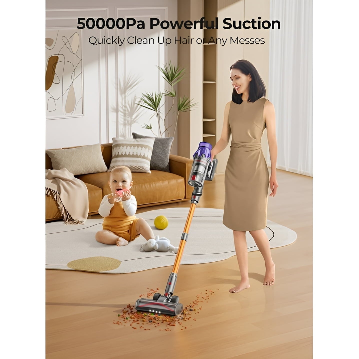 Laresar Cordless Vacuum Cleaner 40kpa 60mins Stick Vacuum Lightweight for Carpet Floor Pet Hair