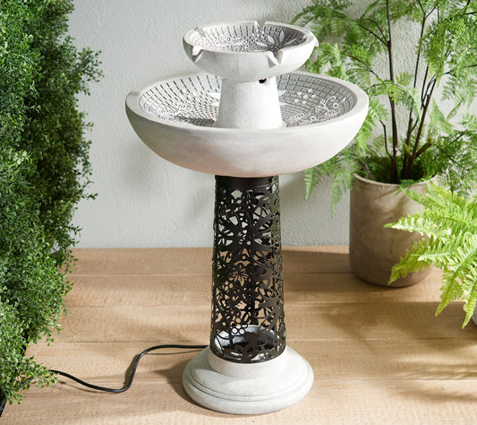Temp-tations Outdoor Centertaining Mosaic Fountain with Lights