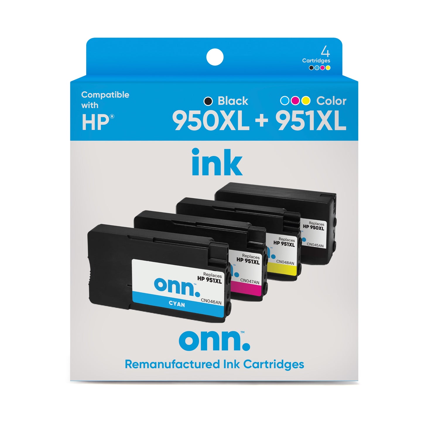 ONN INHPCL100014174 Ink Cartridges, HP 950XL Black & 951XL Color