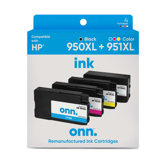 ONN INHPCL100014174 Ink Cartridges, HP 950XL Black & 951XL Color