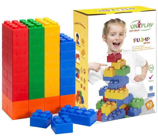 UNiPLAY Plump Soft Building Blocks 60-Piece UN1060PR