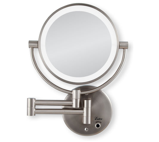 Zadro Cordless LED Wall-Mount Mirror 1X/5X, Satin Nickel