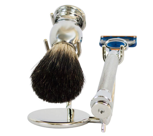 RAZOR MD iGRIP Chrome Set, Razor, Brush, Stand- 5 Blade
