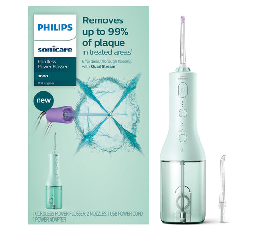 Philips Sonicare Flosser 3000 & Quad StreamNozzle 2-Pack